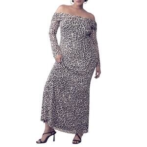 NWT $128 AFRM Anthropologie black white leopard stretchy mesh dress 3XL